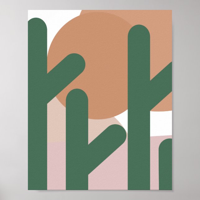 Tall Cactus Pflanze Bohemisch Wall Art Poster (Vorne)