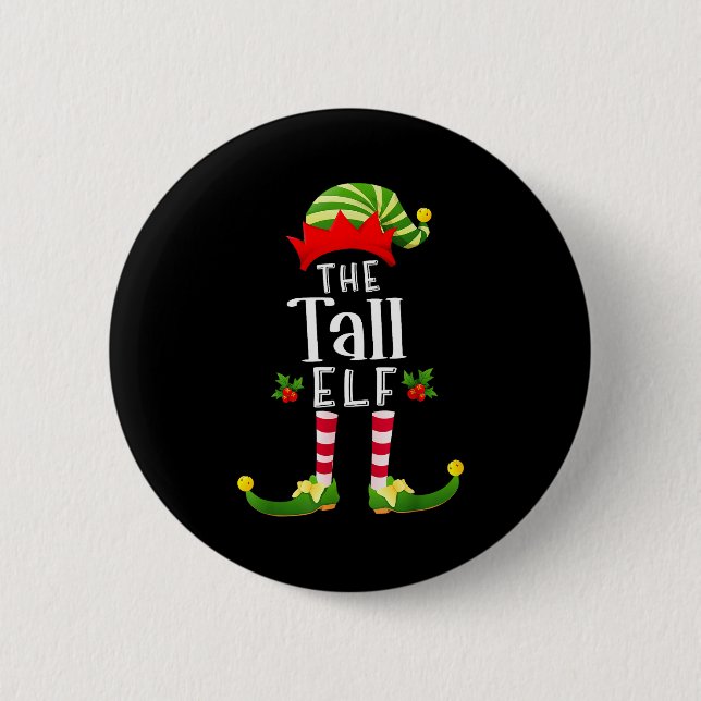 Tall Christmas Elf Matching Pajama X-mas Party  Button (Vorderseite)