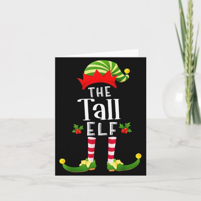 Tall Christmas Elf Matching Pajama X-mas Party  Karte (Vorderseite)
