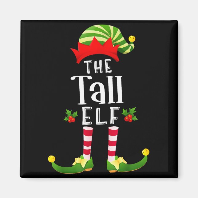 Tall Christmas Elf Matching Pajama X-mas Party  Magnet (Vorne)