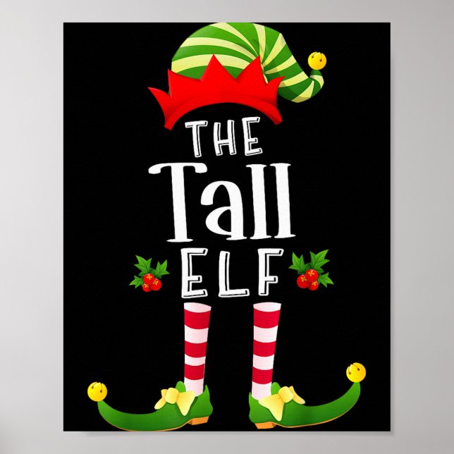 Tall Christmas Elf Matching Pajama X-mas Party  Poster (Vorne)