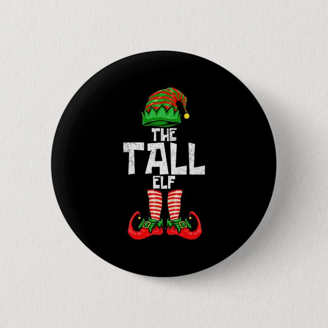 Tall Elf Christmas Matching Family  Button (Vorderseite)