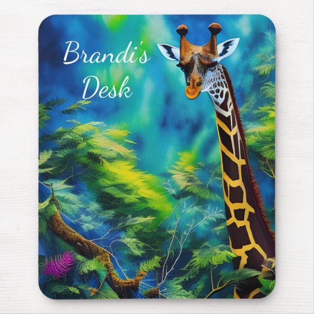 Tall Giraffe in den Bäumen Mousepad (Vorne)