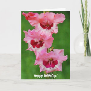 Tall Gladiolus Pink Blume Floral Geburtstagskarte Karte