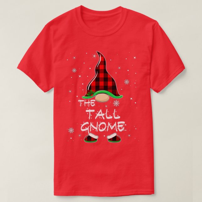 Tall Gnome Buffalo Plaid Matching Family Christmas T-Shirt (Design vorne)