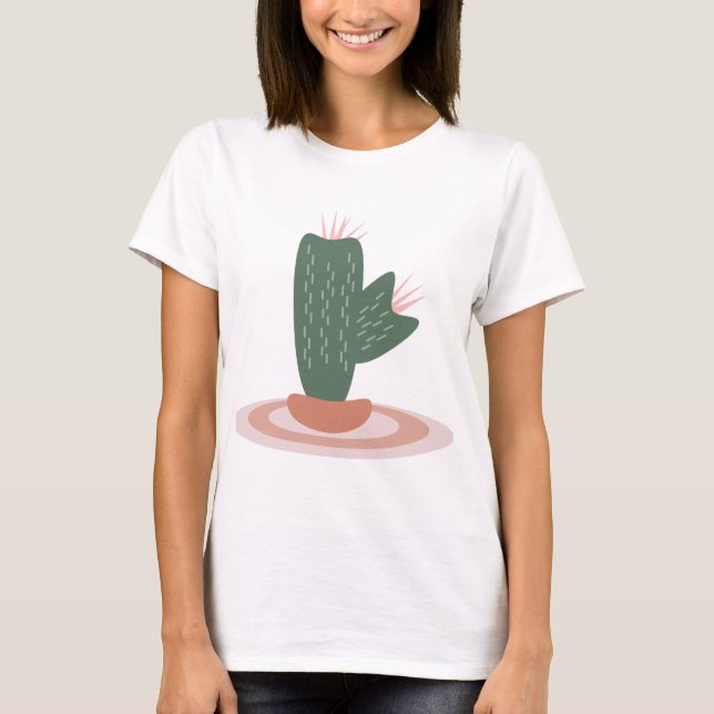 Tall Green Plant on Rug Desert Cactus  T-Shirt (Vorderseite)