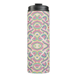 Tall, insulated travel mug with intricate  thermosbecher
