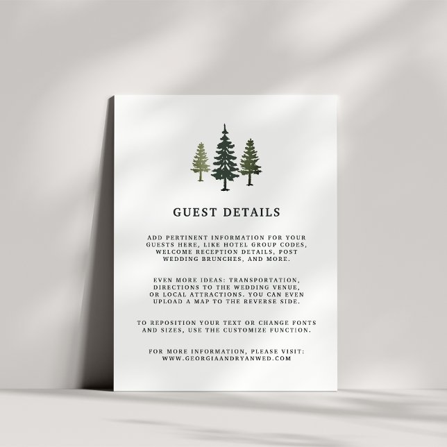 Tall Pines Wedding Guest Details Card Begleitkarte (Von Creator hochgeladen)
