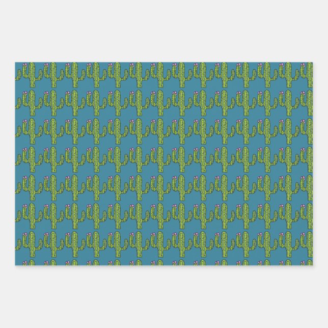 Tall & Prickly Kakteen Wrapping Paper Sheet Set Geschenkpapier Set (Vorderseite)