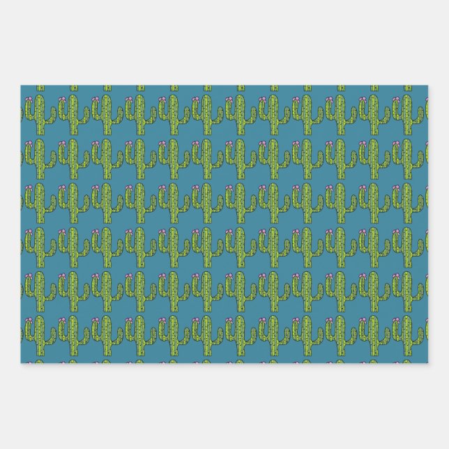 Tall & Prickly Kakteen Wrapping Paper Sheet Set Geschenkpapier Set (Vorderseite)