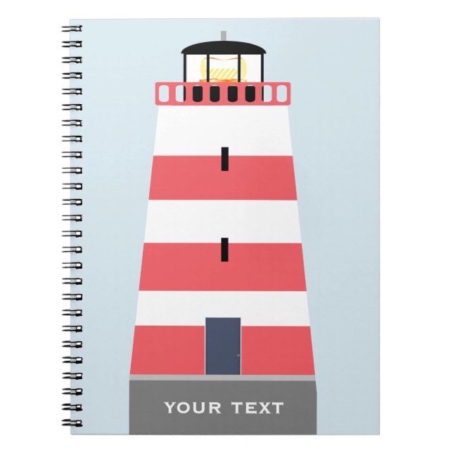 Tall Red and White Lighthouse Personalisiert Notizblock (Vorderseite)