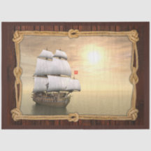 Tall Ship Sailboa Gerahmtes Dekoupage Tissue Paper