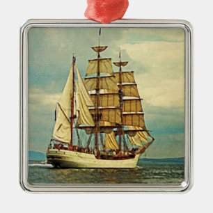 Tall Ship Silbernes Ornament