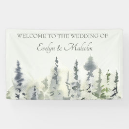 Tall Timber Watercolor Evergreen Trees Wedding Banner
