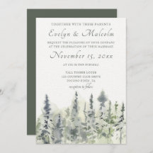 Tall Timber Watercolor Evergreen Trees Wedding