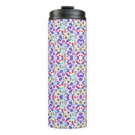 Tall travel mug with a colorful, intricate paisley thermosbecher