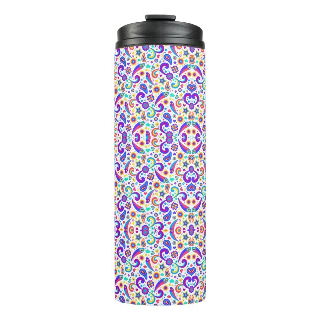 Tall travel mug with a colorful, intricate paisley thermosbecher (Vorderseite)
