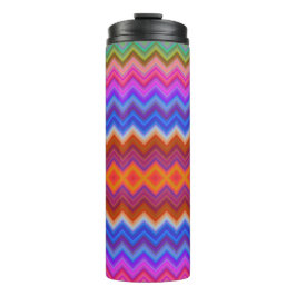 Tall travel mug with a vibrant zigzag pattern  thermosbecher