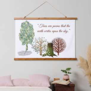 Tall Trees Earth Day Wood Art Forest Wall Decke Wandteppich Mit Holzrahmen
