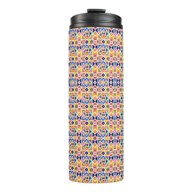 Tall tumbler with a vibrant, geometric pattern thermosbecher (Vorderseite)