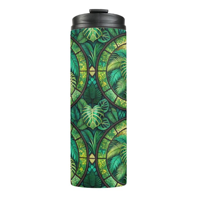Tall tumbler with lush green tropical leaves  thermosbecher (Vorderseite)