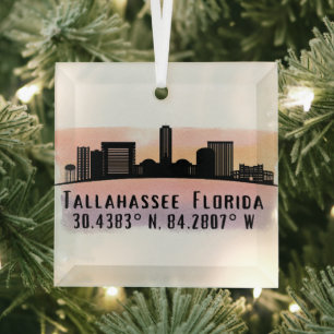 Tallahassee FL City Skyline Glasdekoration Ornament Aus Glas