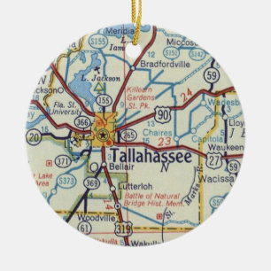 Tallahassee FL Vintage Karte Keramik Ornament