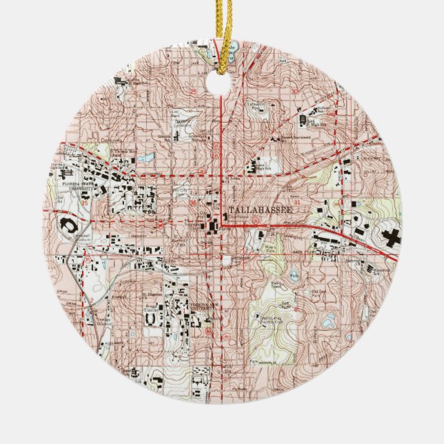 Tallahassee Florida Karte (1999) Keramik Ornament (Vorne)