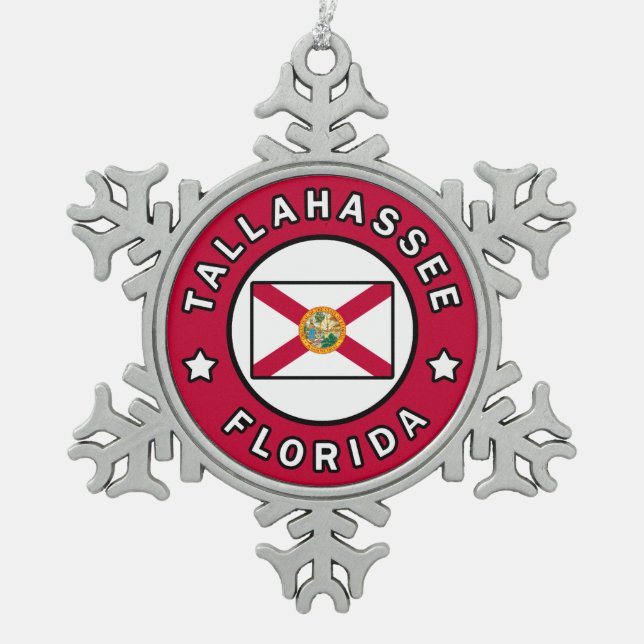 Tallahassee Florida Schneeflocken Zinn-Ornament (Vorderseite)