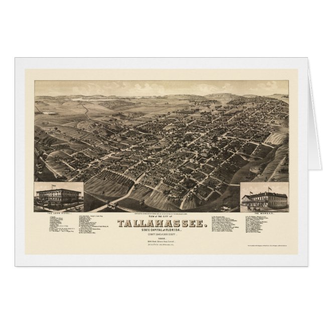 Tallahassee, panoramische Karte FLs - 1885 (Vorderseite (Horizontal))
