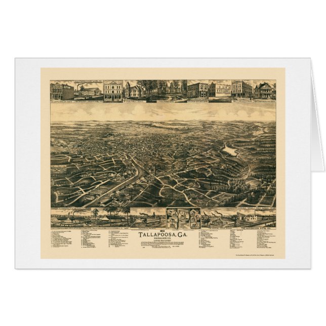 Tallapoosa, panoramische Karte GA - 1892 (Vorderseite (Horizontal))
