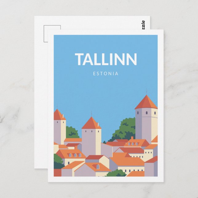 Tallinn Estland Berühmter Reiseort Illustration Postkarte (Vorne/Hinten)