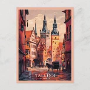 Tallinn Estland Old Street Vintage Travel Postkarte