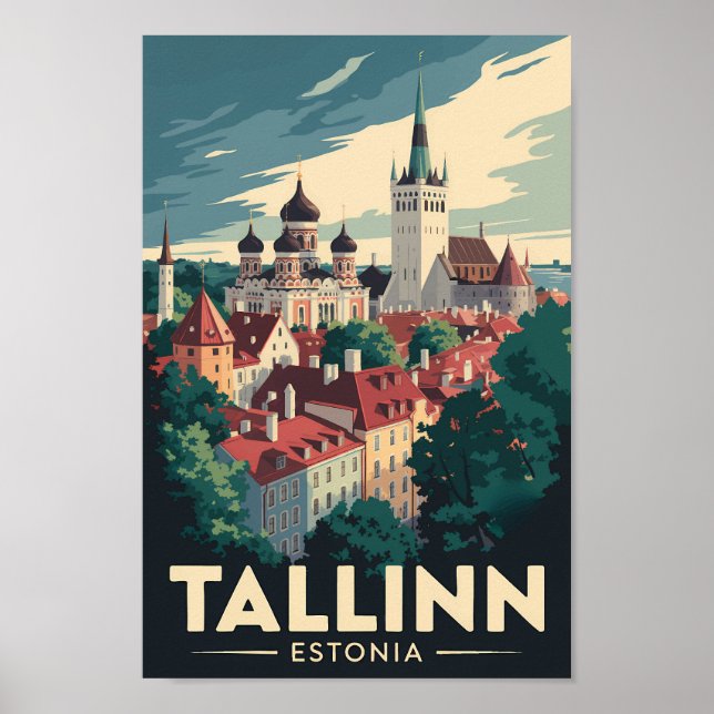 Tallinn Estland Reisen Art Vintag Poster (Vorne)