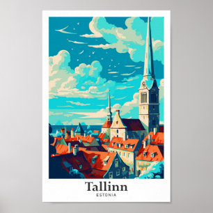 Tallinn Estland Reisen Art Vintage Illustration Poster