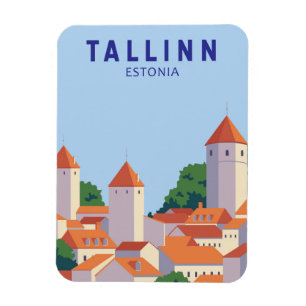 Tallinn Estland Retro Reisen Art Vintag Magnet