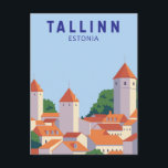 Tallinn Estland Retro Reisen Art Vintag Postkarte<br><div class="desc">Tallinn Estland Vektordesign.</div>