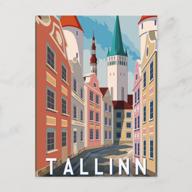 Tallinn Estland Retro Reisen Art Vintag Postkarte (Vorderseite)