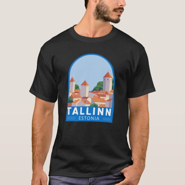Tallinn Estland Retro Reisen Art Vintag T-Shirt (Vorderseite)