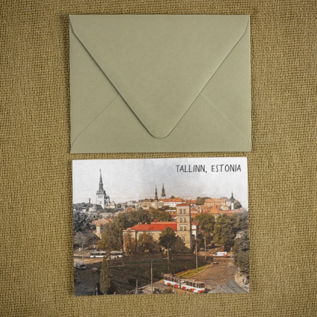 Tallinn Estland Stadt Panorama Aussicht Postkarte (tallinn estonia postcard)