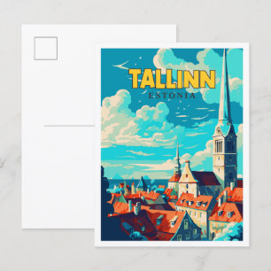 Tallinn Estland Vintage Illustration Postkarte