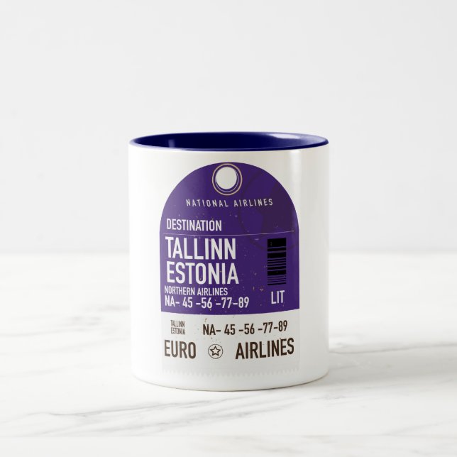 Tallinn Estnisch Fahrkarte Zweifarbige Tasse (Mittel)