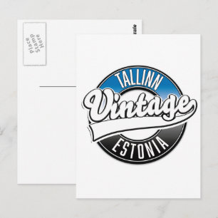 Tallinn Estnisch Vintages Logo Postkarte