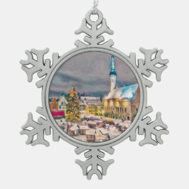 Tallinn Estnischer Weihnachtsmarkt Schneeflocken Zinn-Ornament