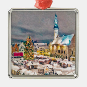 Tallinn Estnischer Weihnachtsmarkt Silbernes Ornament