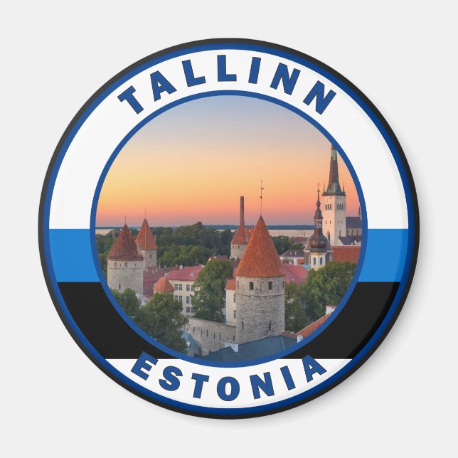 Tallinn Estonia Retro Art Circle Vintag Magnet (Vorne)