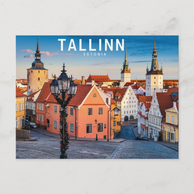 Tallinn Estonia Street Illustration Postkarte (Vorderseite)