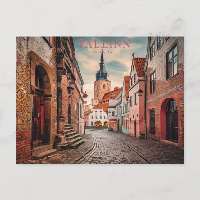 Tallinn Estonia Street Vintage Travel Postkarte (Vorderseite)