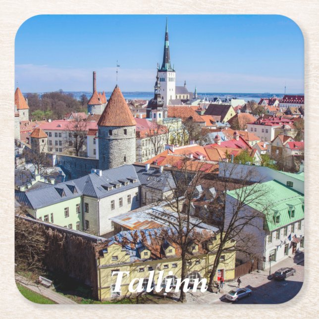 Tallinn Innenstadtblick Rechteckiger Pappuntersetzer (Vorderseite)