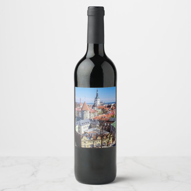 Tallinn Innenstadtblick Weinetikett (Vorderseite)